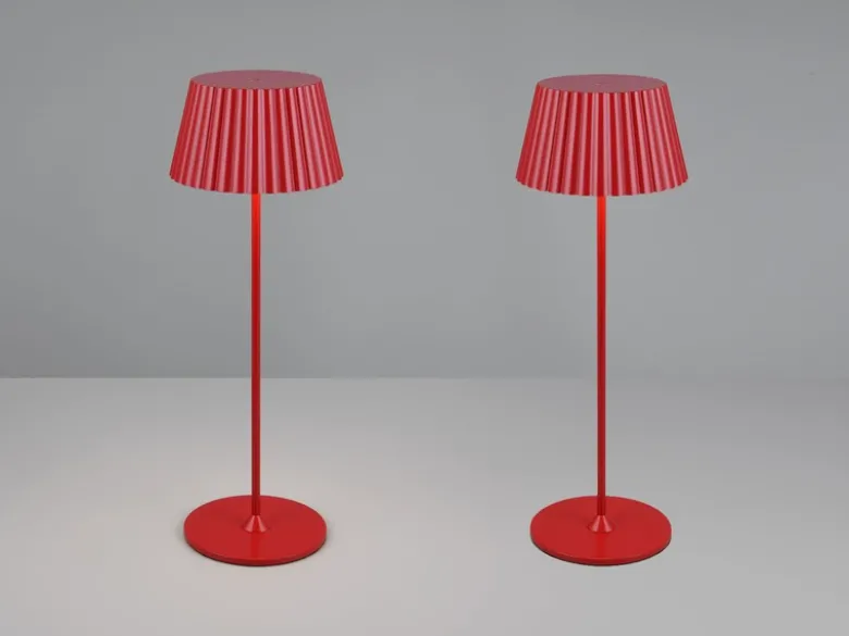 2er SET Akku LED Tischlampen kabellos für Innen & Außen, Rot - Höhe 39cm