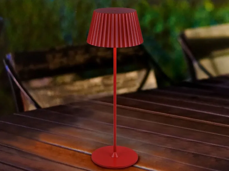 2er SET Akku LED Tischlampen kabellos für Innen & Außen, Rot - Höhe 39cm