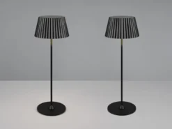 2er SET Akku LED Tischlampen kabellos für Innen & Außen, Schwarz - Höhe 39cm