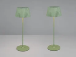 2er SET Akku LED Tischlampen kabellos für Innen & Außen, Grün - Höhe 39cm