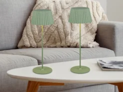 2er SET Akku LED Tischlampen kabellos für Innen & Außen, Grün - Höhe 39cm