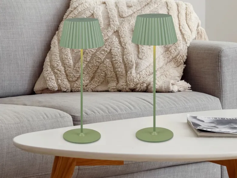 2er SET Akku LED Tischlampen kabellos für Innen & Außen, Grün - Höhe 39cm