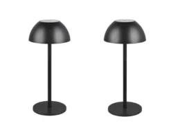 2er SET Akku LED Tischlampen kabellos für Innen & Außen, Schwarz - 30cm klein