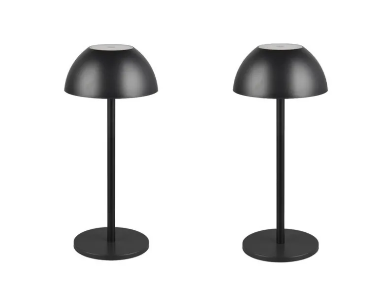 2er SET Akku LED Tischlampen kabellos für Innen & Außen, Schwarz - 30cm klein