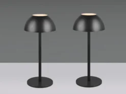 2er SET Akku LED Tischlampen kabellos für Innen & Außen, Schwarz - 30cm klein