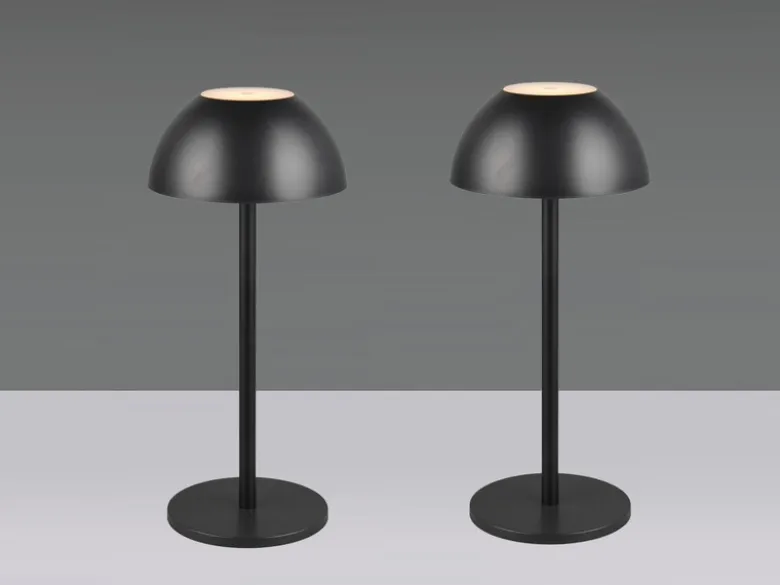 2er SET Akku LED Tischlampen kabellos für Innen & Außen, Schwarz - 30cm klein
