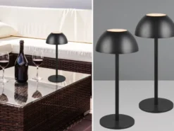 2er SET Akku LED Tischlampen kabellos für Innen & Außen, Schwarz - 30cm klein