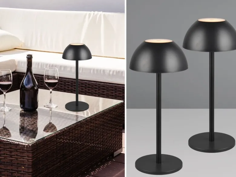 2er SET Akku LED Tischlampen kabellos für Innen & Außen, Schwarz - 30cm klein