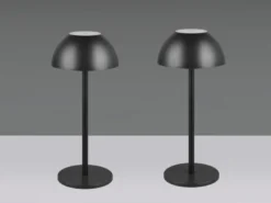 2er SET Akku LED Tischlampen kabellos für Innen & Außen, Schwarz - 30cm klein