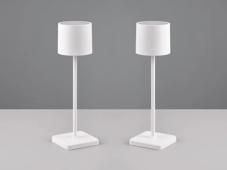 2er SET Akku LED Tischlampen kabellos für Innen & Außen, Weiß - H: 38cm