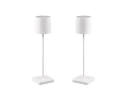 2er SET Akku LED Tischlampen kabellos für Innen & Außen, Weiß - H: 38cm