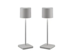 2er SET Akku LED Tischlampen kabellos für Innen & Außen, Grau - H: 38cm