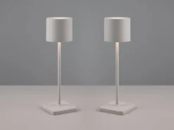 2er SET Akku LED Tischlampen kabellos für Innen & Außen, Grau - H: 38cm