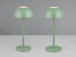 2er SET Akku LED Tischlampen kabellos für Innen & Außen, Grün - 30cm klein