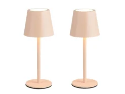 2er SET Akku LED Tischlampen kabellos für Innen & Außen, Beige - 21cm klein