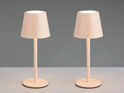 2er SET Akku LED Tischlampen kabellos für Innen & Außen, Beige - 21cm klein