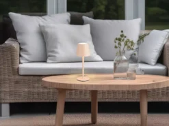 2er SET Akku LED Tischlampen kabellos für Innen & Außen, Beige - 21cm klein