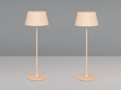 2er SET Akku LED Tischlampen kabellos für Innen & Außen, Beige - Höhe 39cm
