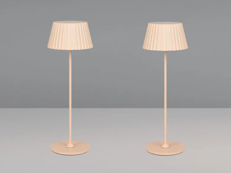 2er SET Akku LED Tischlampen kabellos für Innen & Außen, Beige - Höhe 39cm
