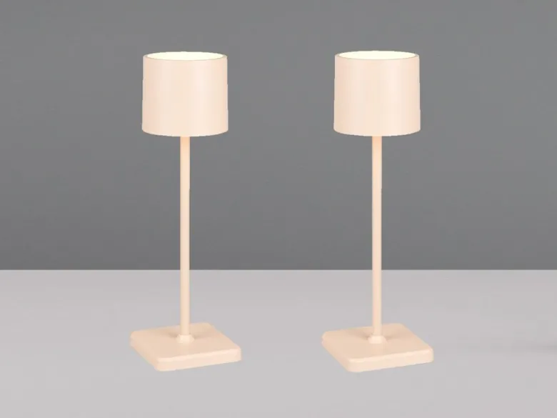 2er SET Akku LED Tischlampen kabellos für Innen & Außen, Beige - H: 38cm
