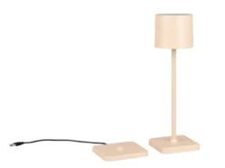 2er SET Akku LED Tischlampen kabellos für Innen & Außen, Beige - H: 38cm