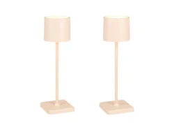 2er SET Akku LED Tischlampen kabellos für Innen & Außen, Beige - H: 38cm