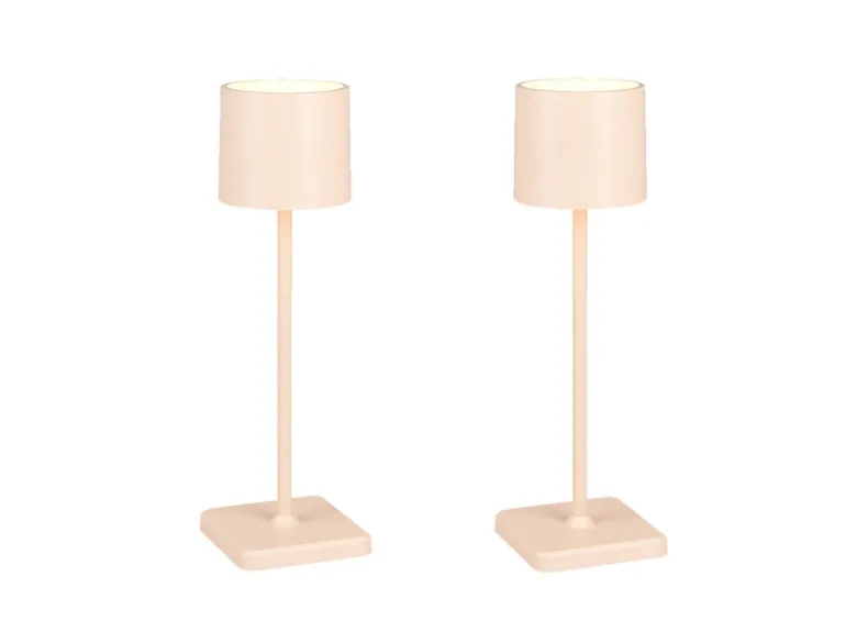 2er SET Akku LED Tischlampen kabellos für Innen & Außen, Beige - H: 38cm