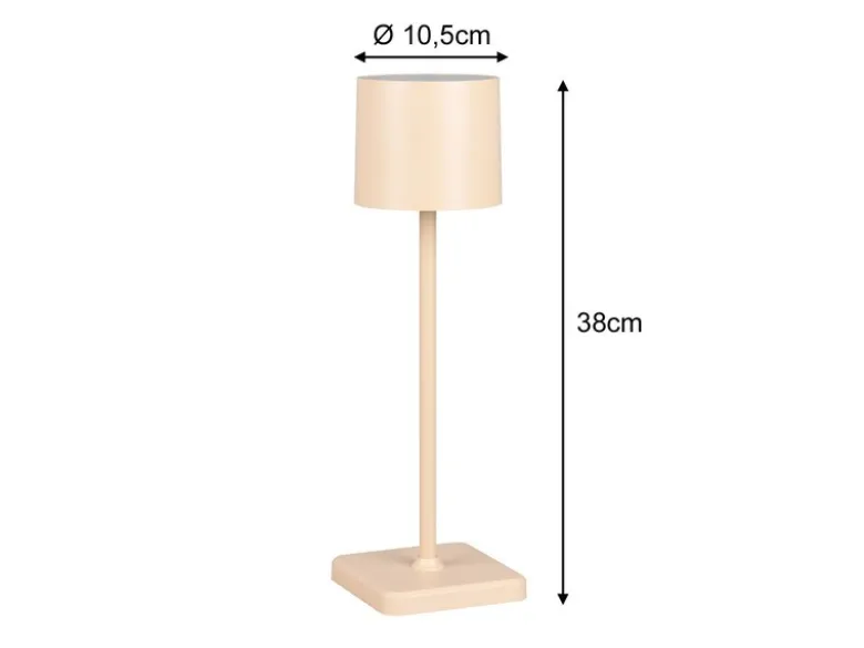 2er SET Akku LED Tischlampen kabellos für Innen & Außen, Beige - H: 38cm