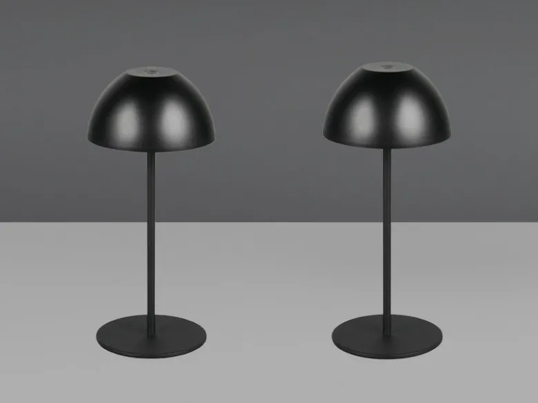 2er SET Akku LED Tischleuchten kabellos für Innen & Außen, Schwarz - 20cm klein