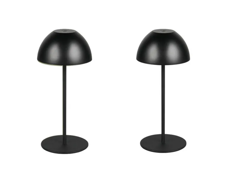 2er SET Akku LED Tischleuchten kabellos für Innen & Außen, Schwarz - 20cm klein
