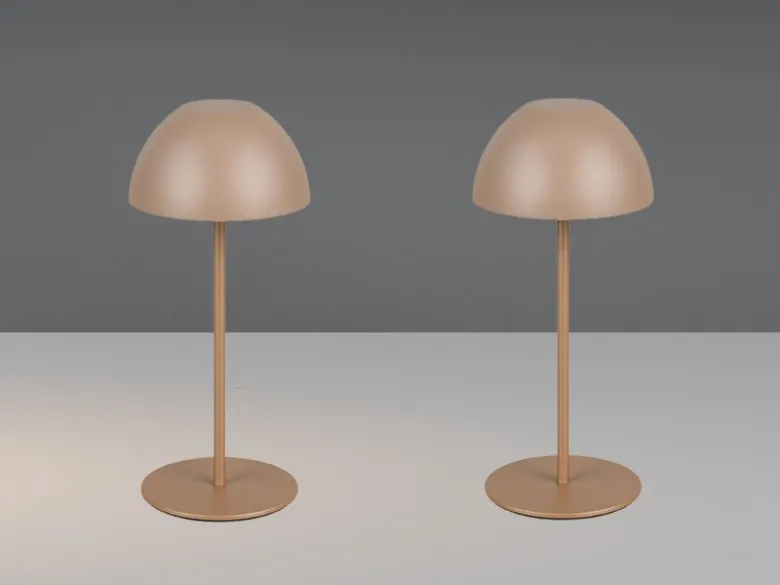 2er SET Akku LED Tischleuchten kabellos für Innen & Außen, Coffee - 20cm klein