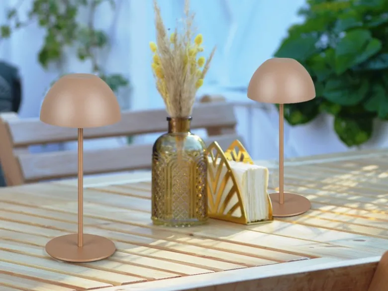 2er SET Akku LED Tischleuchten kabellos für Innen & Außen, Coffee - 20cm klein