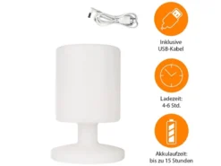 2er SET Akku LED Tischleuchten Outdoor mit RGB Farbwechsler, Höhe 25cm