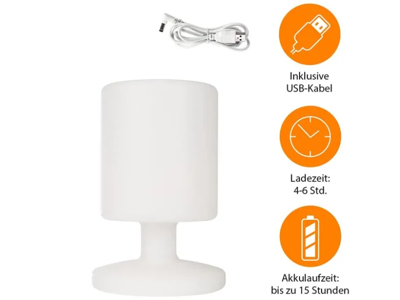 2er SET Akku LED Tischleuchten Outdoor mit RGB Farbwechsler, Höhe 25cm