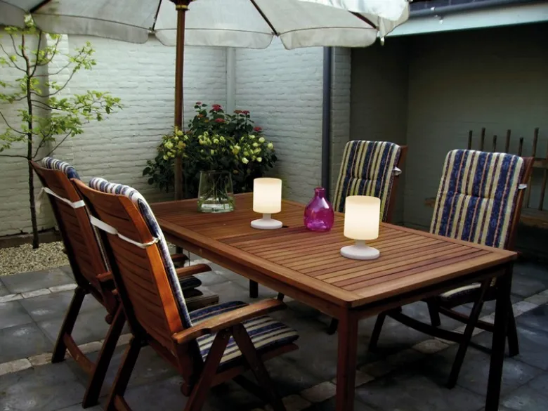 2er SET Akku LED Tischleuchten Outdoor mit RGB Farbwechsler, Höhe 25cm