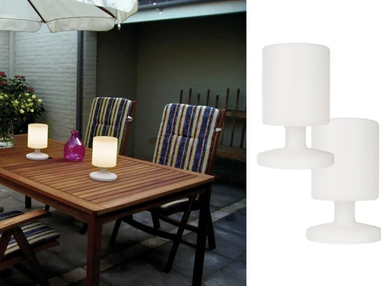 2er SET Akku LED Tischleuchten Outdoor mit RGB Farbwechsler, Höhe 25cm