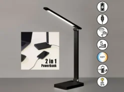 2er SET Akku Schreibtischlampen Schwarz ohne Kabel, Höhe 39,5cm