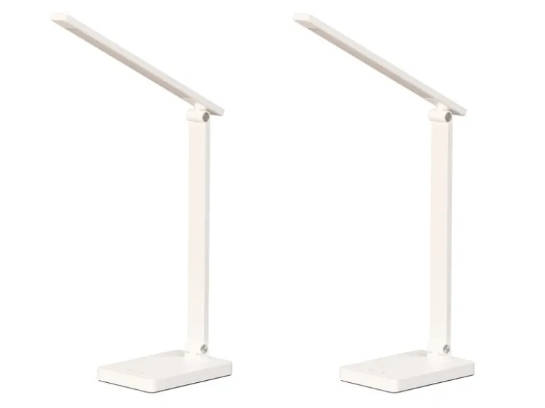 2er SET Akku Schreibtischlampen Weiß ohne Kabel, Höhe 39,5cm