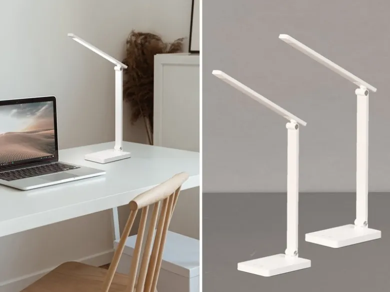 2er SET Akku Schreibtischlampen Weiß ohne Kabel, Höhe 39,5cm