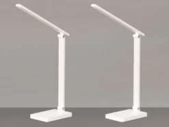 2er SET Akku Schreibtischlampen Weiß ohne Kabel, Höhe 39,5cm