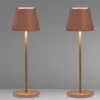 2er SET Akku Tischlampen Rostfarben ohne Kabel mit Ladestation, Höhe 34cm