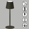 2er SET Akku Tischlampen Schwarz USB Kabel Sensor Dimmer, Höhe 38cm