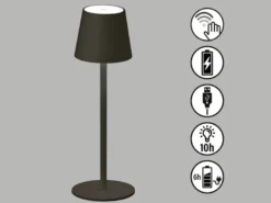 2er SET Akku Tischlampen Schwarz USB Kabel Sensor Dimmer, Höhe 38cm
