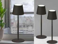 2er SET Akku Tischlampen Schwarz USB Kabel Sensor Dimmer, Höhe 38cm