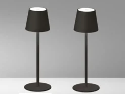 2er SET Akku Tischlampen Schwarz USB Kabel Sensor Dimmer, Höhe 38cm