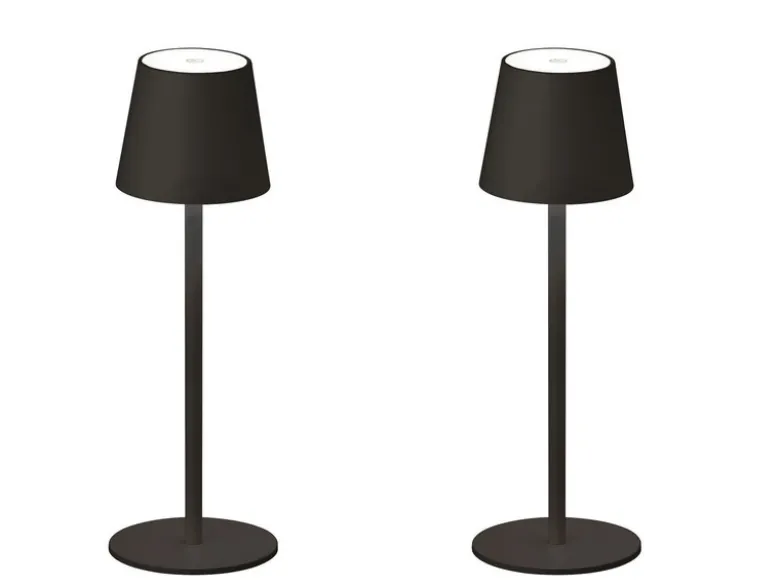 2er SET Akku Tischlampen Schwarz USB Kabel Sensor Dimmer, Höhe 38cm