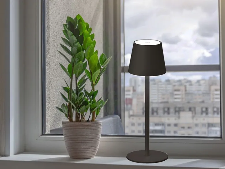 2er SET Akku Tischlampen Schwarz USB Kabel Sensor Dimmer, Höhe 38cm