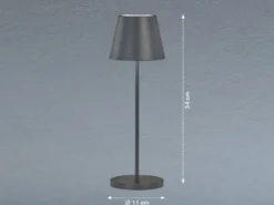 2er SET Akku Tischlampen Schwarz ohne Kabel mit Ladestation, Höhe 34cm