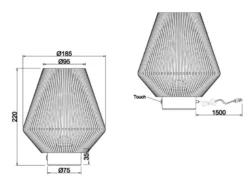 2er SET Akku Tischlampen USB aufladbar, Lampenschirm aus Papiergarn, Höhe 22cm