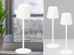 2er SET Akku Tischlampen Weiß USB Kabel Sensor Dimmer Höhe 38cm